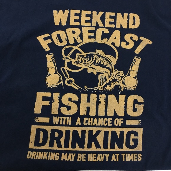 Weekend Forecast Fishing With A Chance Of Drinking Short Sleeve T-shirt Navy - Picture 2 of 5